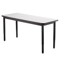 National Public Seating HDT3-2472W 24" x 72" Adjustable Height Utility Table with Whiteboard Top