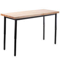 National Public Seating HDT3-2472B 24" x 72" Adjustable Height Utility Table with Maple Butcher Block Top