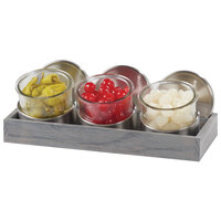 Cal-Mil 1850-4-83 Mixology Ashwood Three 16 oz. Jar Display with Cooling Bases and Metal Lids - 14 1/4" x 6" x 5"