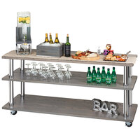 Cal-Mil 3698-6-83 Ashwood Gray Oak 3-Shelf U-Build Service Cart - 72" x 24" x 44"