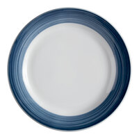 Libbey 999024149 Banded Rigel Constellation 10 1/4" Lunar Bright White Porcelain Plate with Steel Blue Solid Band - 12/Case