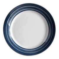 Libbey 999024118 Banded Rigel Constellation 6 3/8" Lunar Bright White Porcelain Plate with Steel Blue Stripes - 36/Case