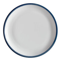 Libbey 999024150 Banded Rigel Constellation 9" Lunar Bright White Porcelain Pellet Plate with Steel Blue Solid Band - 24/Case