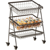 GET Enterprises IR-2010-MG Urban Renewal 21 1/2" x 12 1/4" Rectangular Three Tier Mobile Merchandiser Stand