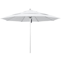 California Umbrella ALTO 118 OLEFIN Venture 11' Round Pulley Lift Umbrella with 1 1/2" Silver Anodized Aluminum Pole - Olefin Canopy - White Fabric