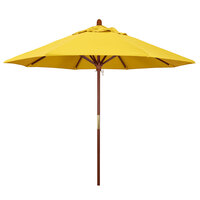 California Umbrella MARE 908 OLEFIN Grove 9' Round Push Lift Umbrella with 1 1/2" Hardwood Pole - Olefin Canopy - Lemon Fabric