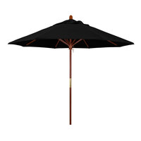 California Umbrella MARE 908 SUNBRELLA 1A Grove 9' Round Push Lift Umbrella with 1 1/2" Hardwood Pole - Sunbrella 1A Canopy - Black Fabric