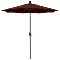 California Umbrella GSPT 758 PACIFICA Pacific Trail 7 1/2' Crank Lift Umbrella with 1 1/2" Stone Black Aluminum Pole - Brick Fabric