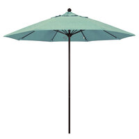 California Umbrella ALTO 908 SUNBRELLA 1A Venture 9' Round Push Lift Umbrella with 1 1/2" Bronze Aluminum Pole - Sunbrella 1A Canopy - Spa Fabric