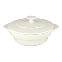 RAK Porcelain Chef's Fusion 15.8 oz. Sand White Round Porcelain Cocotte with Lid - 4/Case