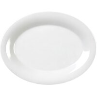 Thunder Group CR213W 13 1/2" x 10 1/2" Oval White Melamine Platter - 12/Pack