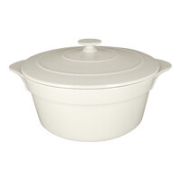 RAK Porcelain Chef's Fusion 155.6 oz. Sand White Round Porcelain Cocotte with Lid