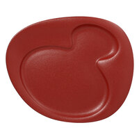 RAK Porcelain NFNBFP24DR Neo Fusion 9 7/16" Magma Dark Red 2-Basin Porcelain Plate - 12/Case