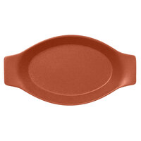 RAK Porcelain NFOPOD30BW Neo Fusion 11 13/16" x 6 5/16" Terra Brown Porcelain Oval Dish with Handles - 6/Case