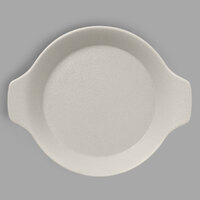 RAK Porcelain NFOPRD16WH Neo Fusion 8 7/16" x 7 1/8" Sand White Porcelain Dish with Handles - 12/Case