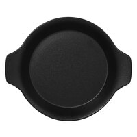 RAK Porcelain NFOPRD16BK Neo Fusion 8 7/16" x 7 1/8" Volcano Black Porcelain Dish with Handles - 12/Case