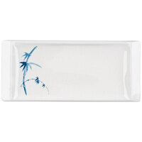 Thunder Group 1501BB Blue Bamboo 8 1/2" x 3 3/4" Rectangular Melamine Vegetable Serving Plate - 12/Pack