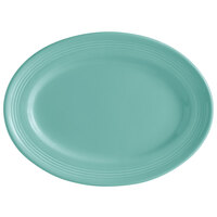 Tuxton CIH-116 Concentrix 11 1/2" x 8 3/8" Island Blue Oval China Platter - 12/Case