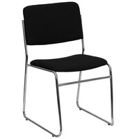 Flash Furniture XU-8700-CHR-B-30-GG Hercules Series Black Fabric High Density Stacking Chair with Chrome Sled Base