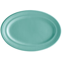 Tuxton CIH-096 Concentrix 9 3/4" x 6 1/2" Island Blue Oval China Platter - 24/Case