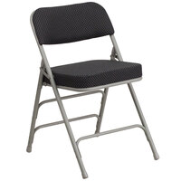 Flash Furniture AW-MC320AF-BK-GG Hercules Series Premium Curved Triple Braced & Double Hinged Black Pin-Dot Fabric Metal Folding Chair