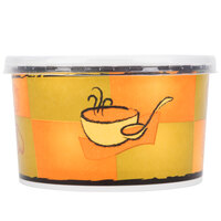 Huhtamaki 70416 16 oz. Streetside Print Double Poly-Paper Squat Soup / Hot Food Cup with Plastic Lid - 250/Case