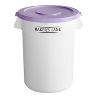 Baker's Mark Allergen-Free 32 Gallon / 510 Cup White Round Ingredient Storage Bin with Purple Lid