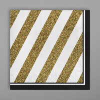 Creative Converting 317536 Black and Gold 2-Ply Luncheon Napkin - 192/Case