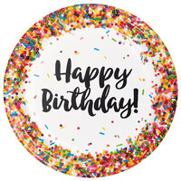 Creative Converting 324661 9" Confetti Sprinkles "Happy Birthday" Paper Plate - 96/Case