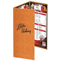 Menu Solutions WK130BA Water Street Wicker 4 1/4" x 11" Customizable 3 View Continuous Menu Cover