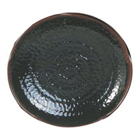 Thunder Group 1814TM Tenmoku Black 14" Lotus Shaped Melamine Plate - 12/Pack