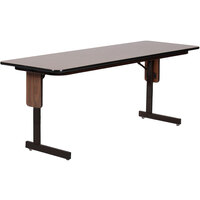 Correll 24" x 72" Walnut Finish Rectangular High Pressure Folding Seminar Table with Panel Leg