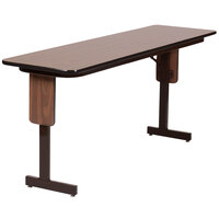 Correll 18" x 96" Walnut Finish Rectangular High Pressure Folding Seminar Table with Panel Leg