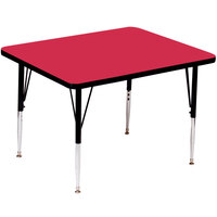 Correll 42" Square Red Finish 19" - 29" Adjustable Height High Pressure Top Activity Table