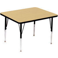 Correll 42" Square Fusion Maple Finish 19" - 29" Adjustable Height High Pressure Top Activity Table