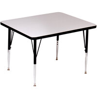Correll 42" Square Gray Granite 19"-29" Adjustable Height High-Pressure Top Activity Table with Black Legs and Black T-Mold