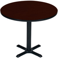 Correll 24" Round Mahogany Finish / Black Table Height High Pressure Cafe / Breakroom Table