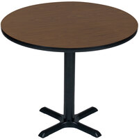 Correll 42" Round Walnut Finish / Black Table Height High Pressure Cafe / Breakroom Table