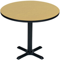 Correll 24" Round Fusion Maple Finish / Black Table Height High Pressure Cafe / Breakroom Table