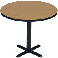 Correll 24" Round Medium Oak Finish / Black Table Height High Pressure Cafe / Breakroom Table