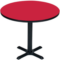 Correll 24" Round Red Finish / Black Table Height High Pressure Cafe / Breakroom Table