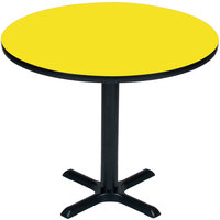 Correll 24" Round Yellow Finish / Black Table Height High Pressure Cafe / Breakroom Table