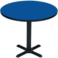 Correll 24" Round Blue Finish / Black Table Height High Pressure Cafe / Breakroom Table