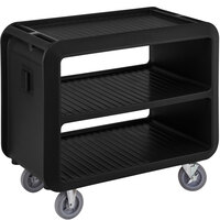 Cambro SC337S110 Service Cart Pro 42" x 24" x 37" Black One-Piece Beverage / Service Cart with 4 Swivel Casters