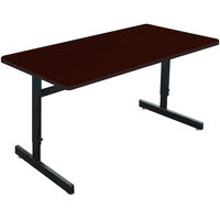 Correll 24" x 60" Mahogany Finish Rectangular Adjustable Height High Pressure Top Computer Table