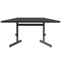 Correll 30" x 60" Black Granite Finish Trapezoid Premium Laminate 21" - 29" Adjustable Height High Pressure Top Computer Table