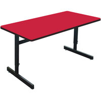 Correll 30" x 60" Red Finish Rectangular Adjustable Height High Pressure Top Computer Table