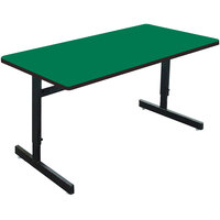 Correll 24" x 60" Green Finish Rectangular Adjustable Height High Pressure Top Computer Table