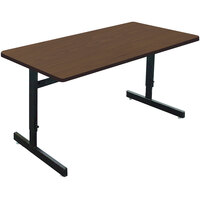 Correll 30" x 60" Walnut Finish Rectangular Adjustable Height High Pressure Top Computer Table