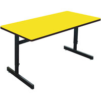 Correll 24" x 60" Yellow Finish Rectangular Adjustable Height High Pressure Top Computer Table